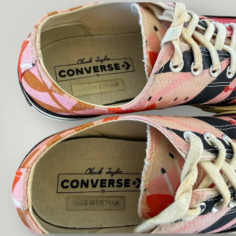 Converse Vintage Chuck Taylor Low Top Sneakers Womens 11 Floral Canvas Laced Up - Picture 8 of 11